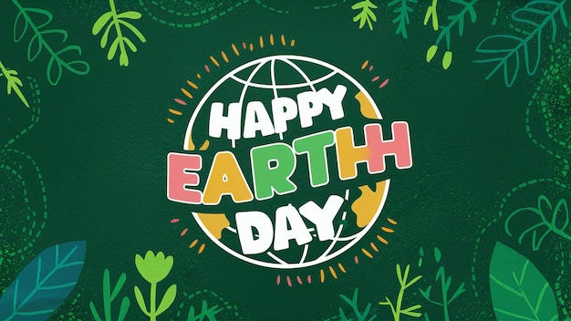 Happy Earth Day banner with creative text isolated on white background Generative ai