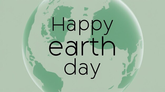Photo happy earth day banner with creative text isolated on white background generative ai