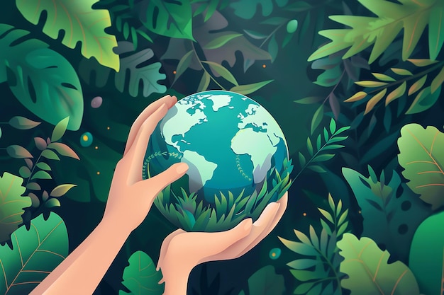 Happy earth day concept save environment background design