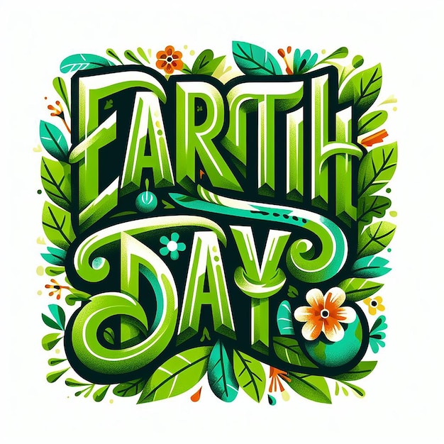 Photo happy earth day lettering