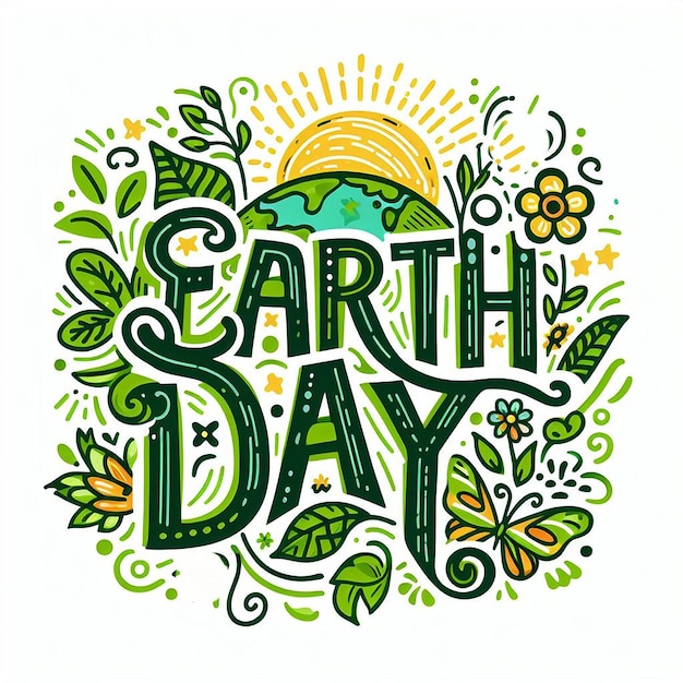 Photo happy earth day lettering