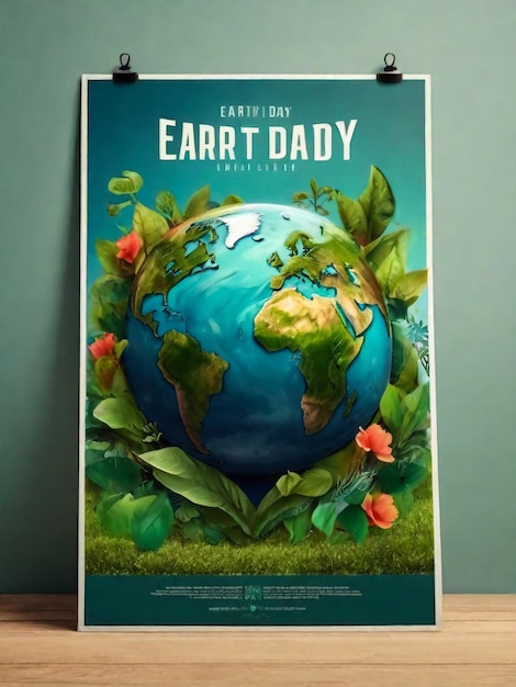 ハッピー・アース・デー セーブ・ネイチャー ソーシャル・メディア・ポスター・バナー・カード・フライヤー 地球を救う 人の手が地球を守る