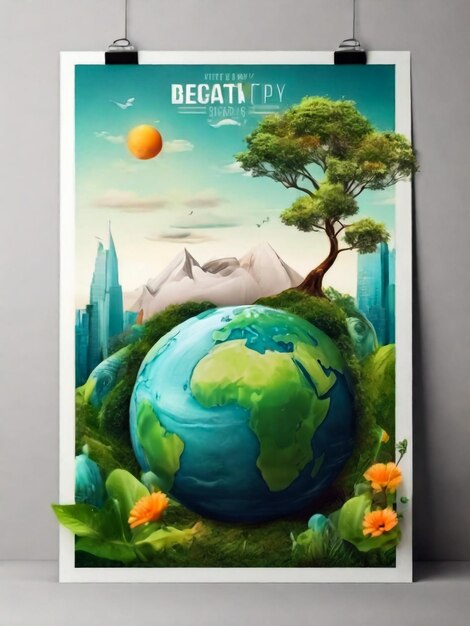 Photo happy earth day save nature vector eco illustration for social media poster banner card flyer on the theme of saving planet human hands protect earth