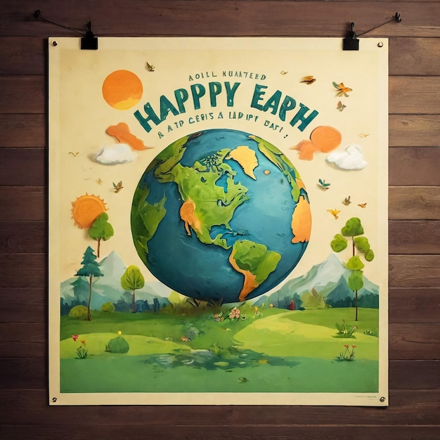 Happy Earth Day Vector eco illustratie voor sociale poster banner of kaart op het thema van het redden van de planeet Maak elke dag aarde dag