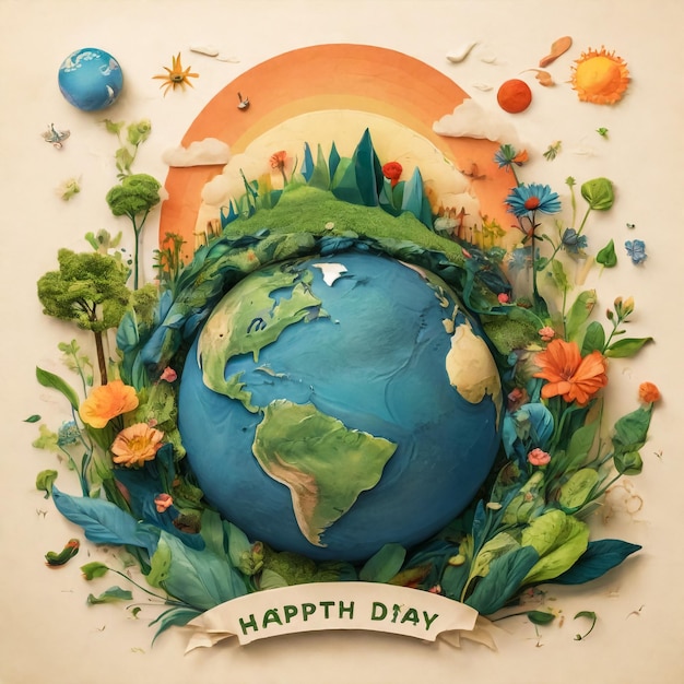 Happy Earth Day Vector eco illustratie voor sociale poster banner of kaart op het thema van het redden van de planeet Maak elke dag aarde dag