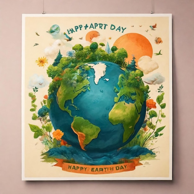 Happy Earth Day Vector eco illustratie voor sociale poster banner of kaart op het thema van het redden van de planeet Maak elke dag aarde dag