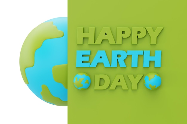 С днем земли с мировым глобусомВсемирный день окружающей среды3d рендеринг