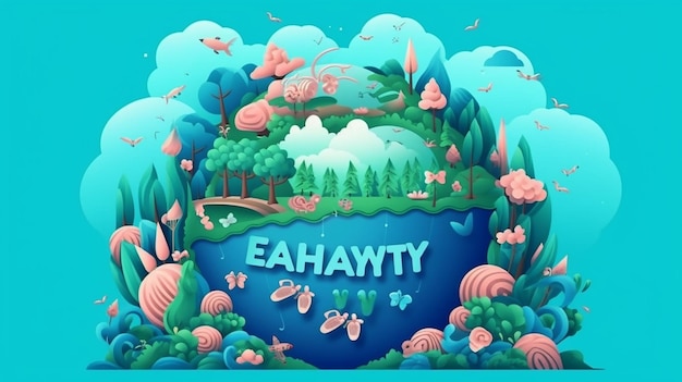 Happy Earth Dayeco illustration for social banner on the theme of saving the planet Generative AI