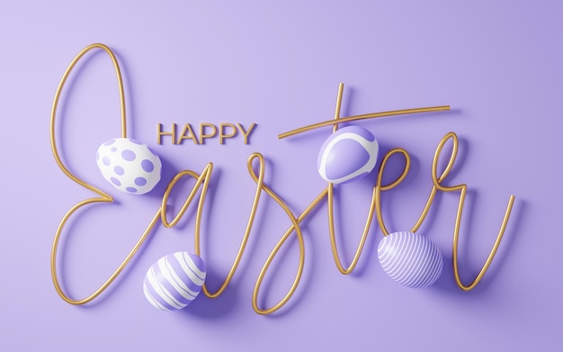 Foto buona pasqua 3d scritta in oro iscrizione pasqua calligrafia decorativa