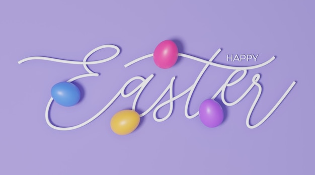 Happy Easter 3d lettering inscription Easter decorative calligraphy