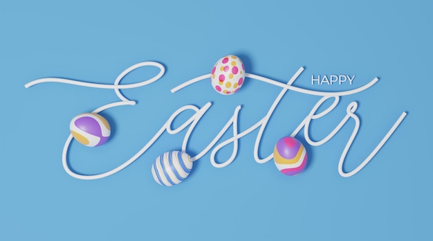 Happy Easter 3d lettering inscription Easter decorative calligraphy