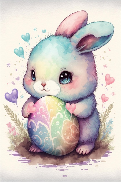 Happy Easter aquarel Bunny achtergrond