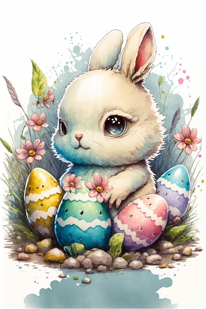 Happy Easter aquarel Bunny achtergrond