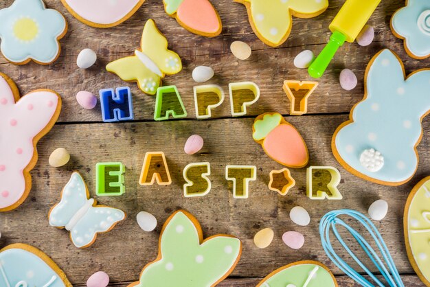 Happy easter background with cookies