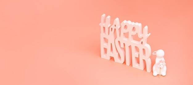 Happy easter background with eggs and bunny