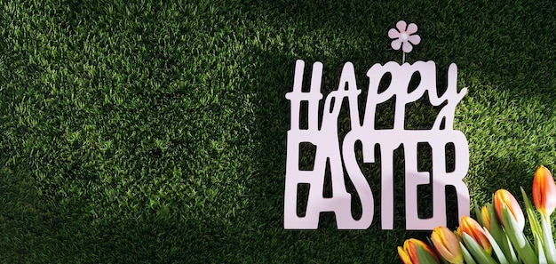 Photo happy easter background with eggs and bunny