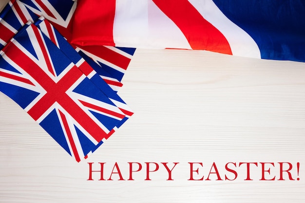 Happy Easter British holidays concept Vakantie in het Verenigd Koninkrijk Groot-Brittannië vlag achtergrond