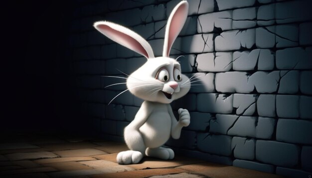 Happy Easter bunny and easter eggs Generative Ai