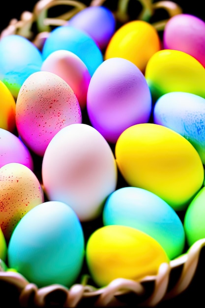 Счастливый пасхальный фон карты с красочными пасхальными яйцами с копией пространства для текста Стильные пасхальные яйца