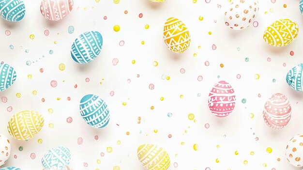 Happy Easter card Frame with gold and blue speckled easter eggs with copy space for text isolated on white background