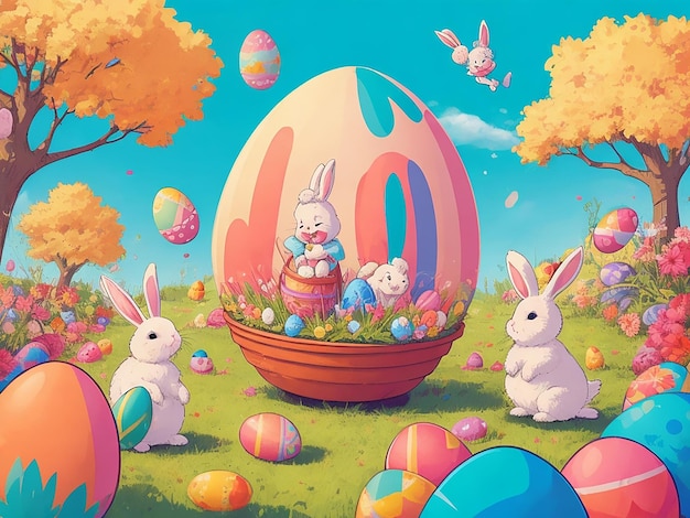 Happy Easter Celebration cartoon illustration