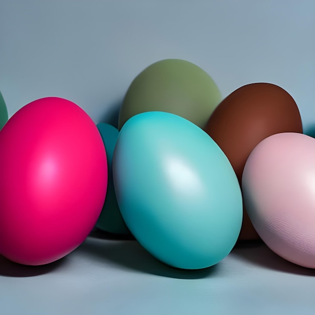 Happy easter colourful easter eggs on pastel background