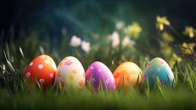 Happy Easter Cute background Illustration AI GenerativexA