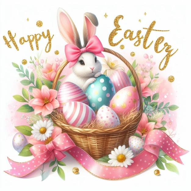 Happy Easter cute bunny illustration