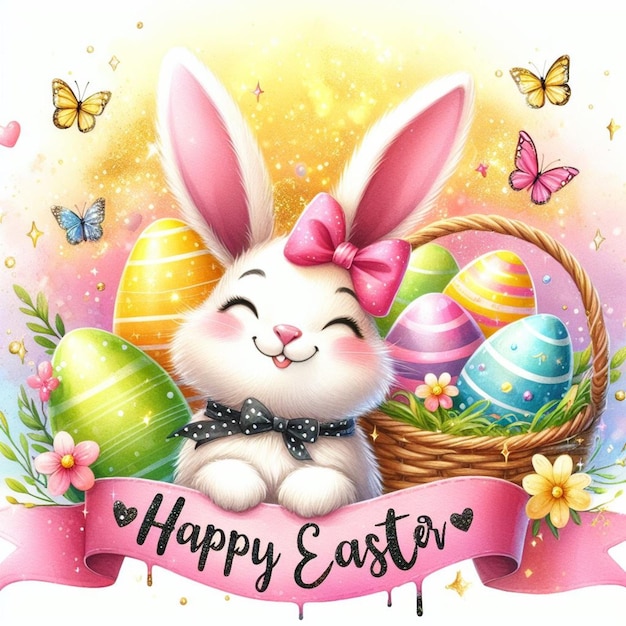 Happy Easter cute bunny illustration