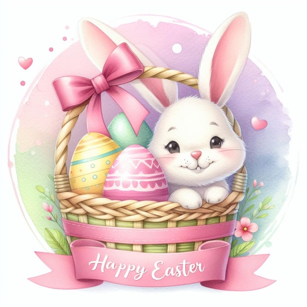 Happy Easter cute bunny illustration