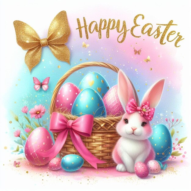 Happy Easter cute bunny illustration