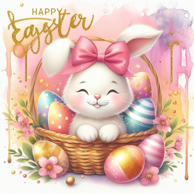 Happy Easter cute bunny illustration