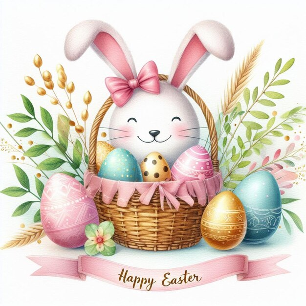 Happy Easter cute bunny illustration