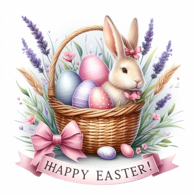 Happy Easter cute bunny illustration