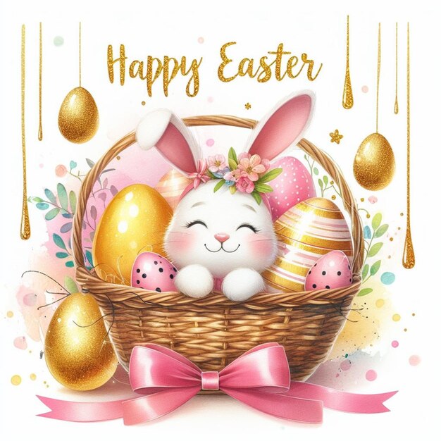 Happy Easter cute bunny illustration