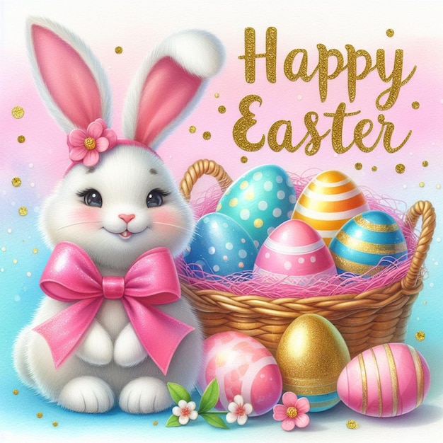 Happy Easter cute bunny illustration