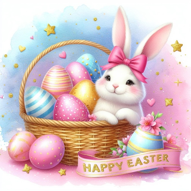 Happy Easter cute bunny illustration