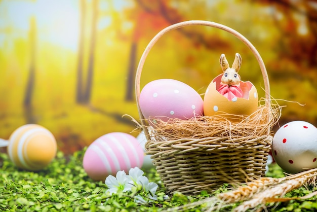 Happy Easter day, bunny and egg, Christians worldwide celebrate