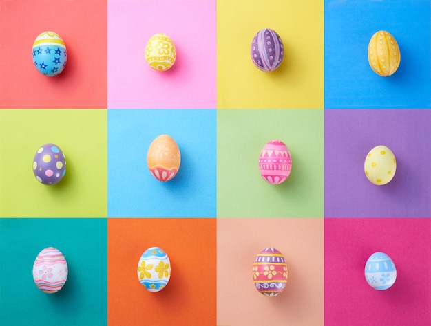 Happy Easter day colorful eggs on paper background