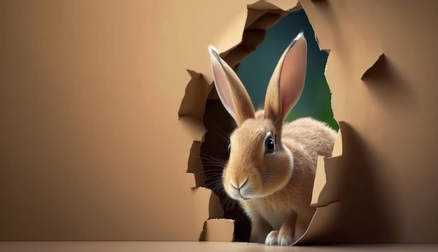 Happy Easter Day Concept Rabbit peeking outGenerative AI