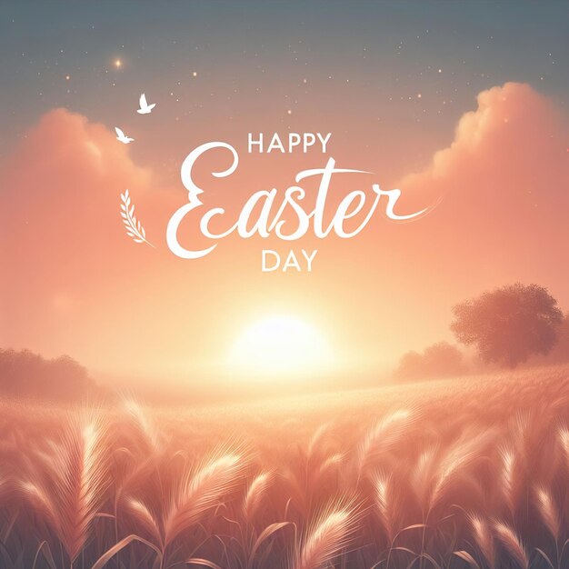 Happy easter day design bright sunset nature