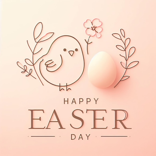 Happy easter day egg and chick design pink