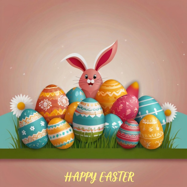 Happy Easter day flat design wallpaper Illustration