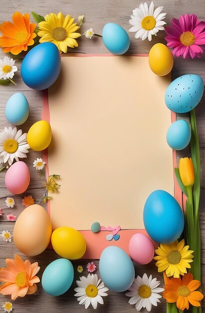 Foto frame di happy easter day sullo sfondo