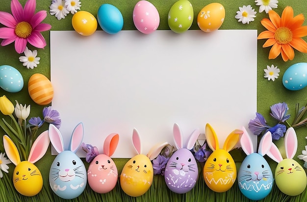 Photo happy easter day frame background