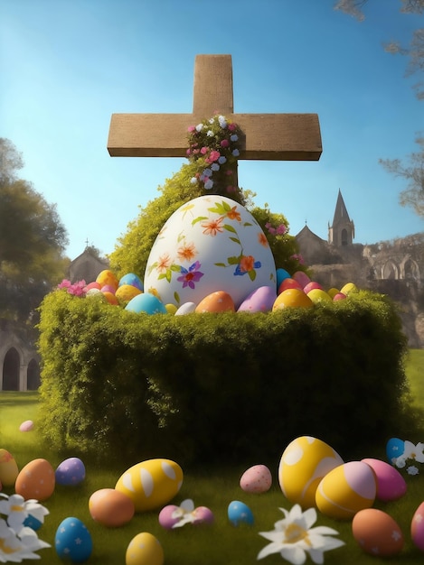 Happy easter day Generative AI Illustration