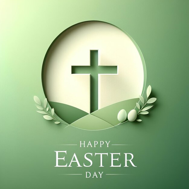 Happy easter day green cross symbol design