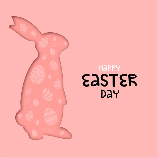 Happy Easter Day greeting card with rabbit