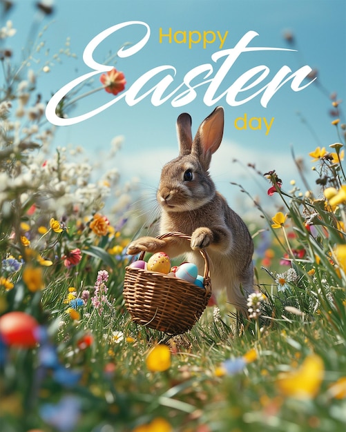 happy easter day poster panner Psd