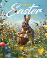 Photo happy easter day poster panner psd